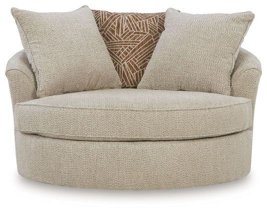 Steelwater Retreat - Oversized Swivel Accent Chair - Latte