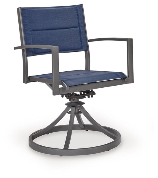 Rocky Creek - Sling Swivel Chair (Set of 2) - Blue / Gray