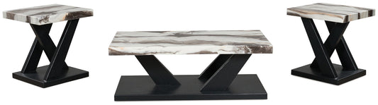 Cendill - Occasional Table Set (Set of 3) - Dark Brown / White / Black