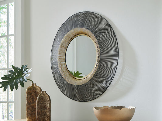 Dallmen - Accent Mirror - Black / Gold Finish