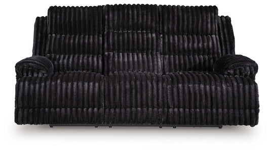 Rhine Falls - Reclining Power Sofa With Drop Down Table - Onyx