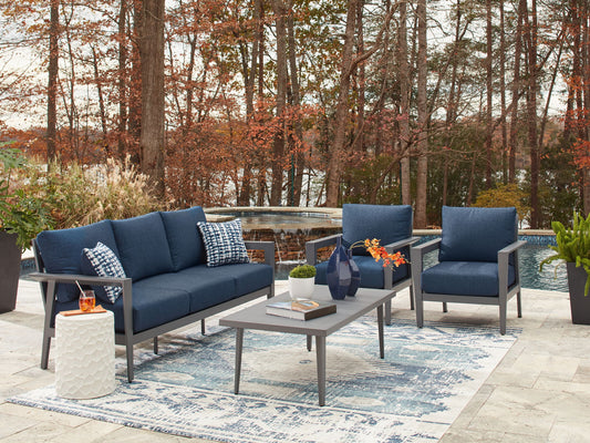 Gali - Sofa / Chairs / Table Set (Set of 4) - Gray / Blue