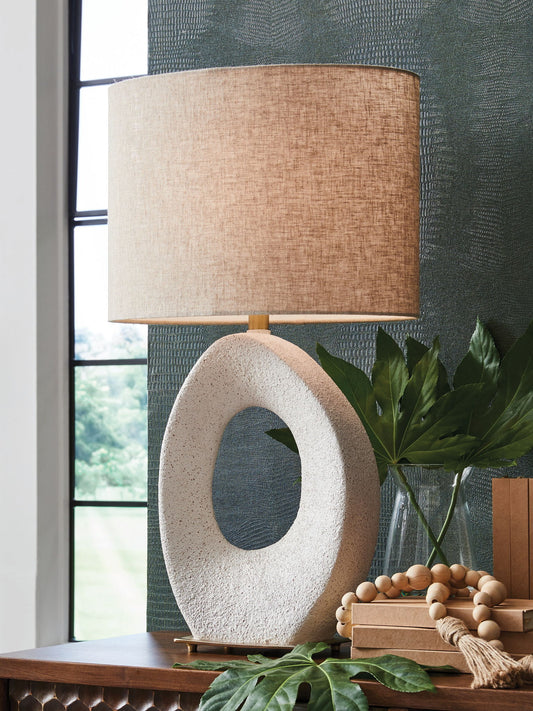 Trentlen - Paper Table Lamp - Cream / Gold Finish