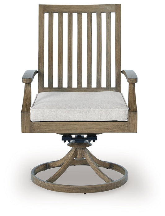 Rainier Ranch - Swivel Chair With Cushion (Set of 2) - Brown / Beige
