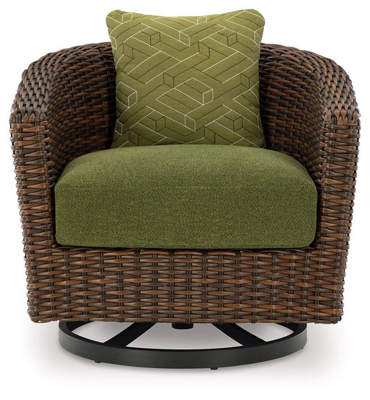 Horizon Hall - Swivel Lounge With Cushion - Brown / Green