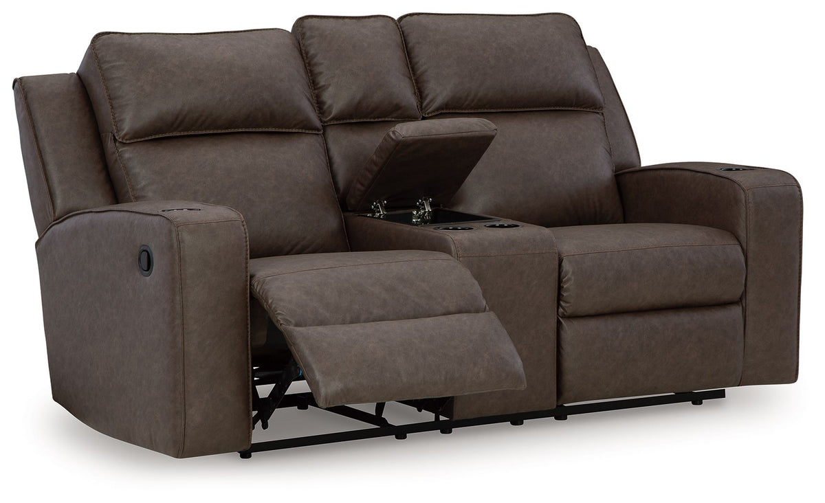 Lavenhorne - Double Reclining Loveseat With Console - Umber