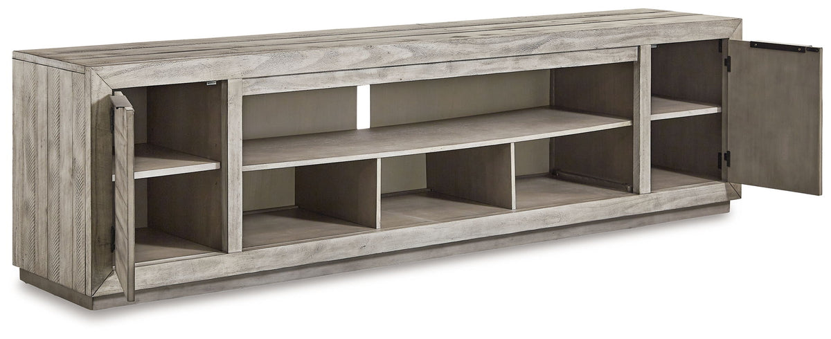 Naydell - XL TV Stand With Fireplace Option - Gray
