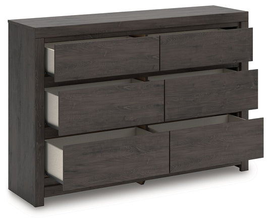 Fraluna - Six Drawer Dresser - Charcoal