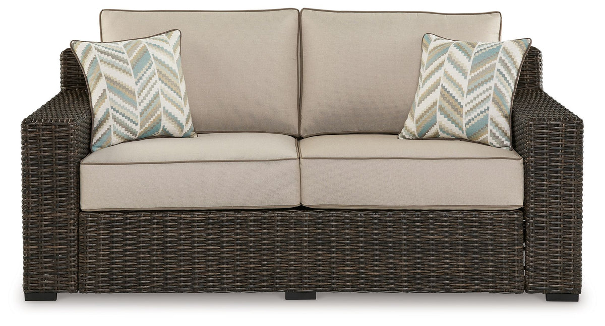 Coastline Bay - Loveseat With Cushion - Brown