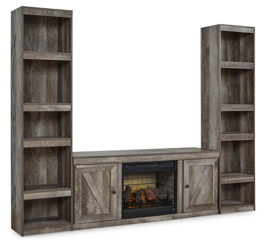 Wynnlow - 3-Piece Entertainment Center With Electric Fireplace - Gray