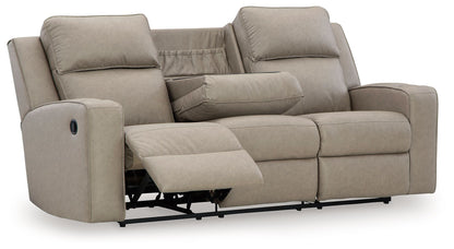 Lavenhorne - Reclining Sofa With Drop Down Table - Pebble