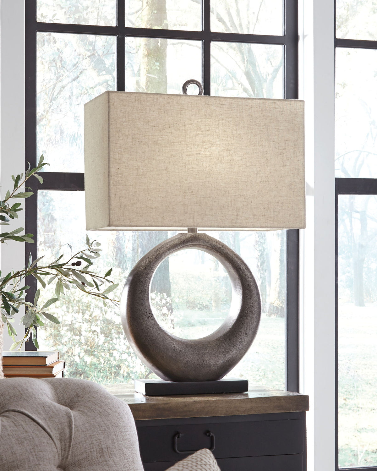Saria - Metal Table Lamp - Antique Silver Finish