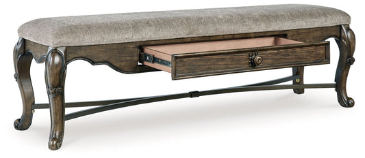 Maylee - Upholstered Storage Bench - Dark Brown
