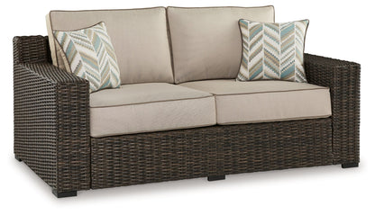 Coastline Bay - Loveseat With Cushion - Brown