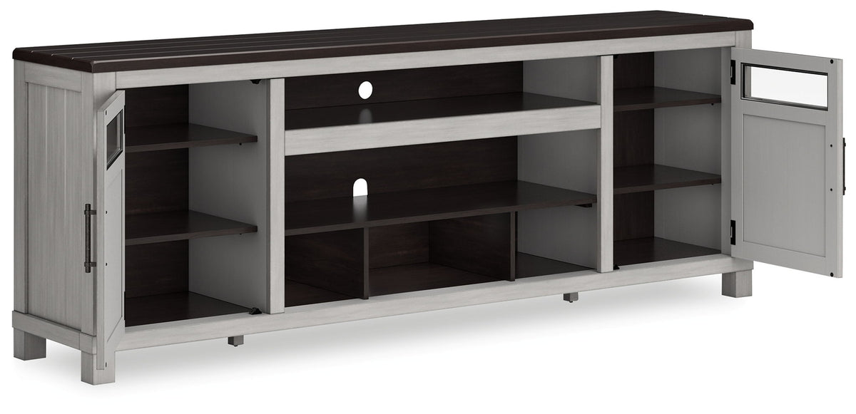 Darborn - XL TV Stand With Fireplace Option - Gray / Brown