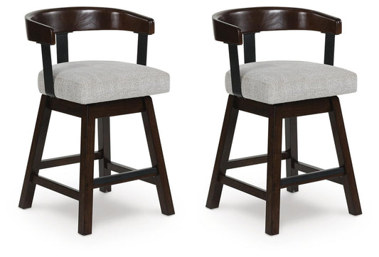 Haddigan - Upholstered Swivel Barstool (Set of 2) - Dark Brown