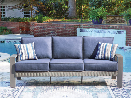 Half Moon Beach - Sofa With Cushion - Blue / Gray