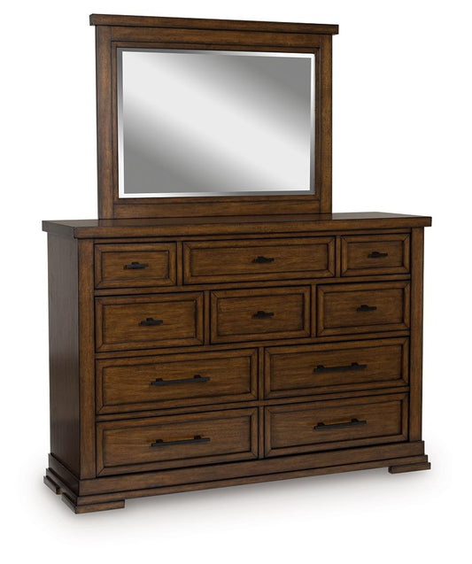 Taffenbrook - Dresser And Mirror - Medium Brown