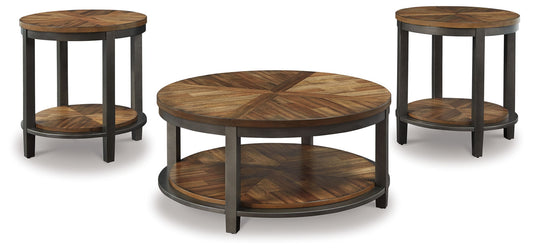 Roybeck - Occasional Table Set (Set of 3) - Light Brown / Bronze