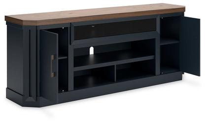 Landocken - XL TV Stand With Fireplace Option - Brown / Blue