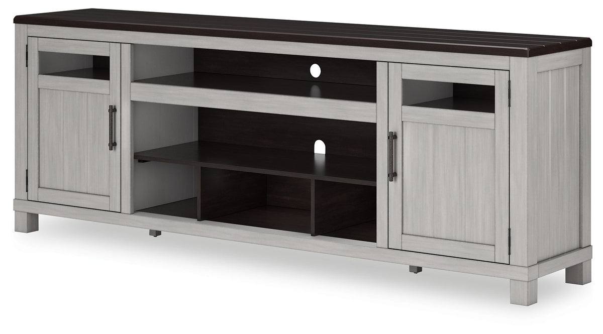 Darborn - XL TV Stand With Fireplace Option - Gray / Brown