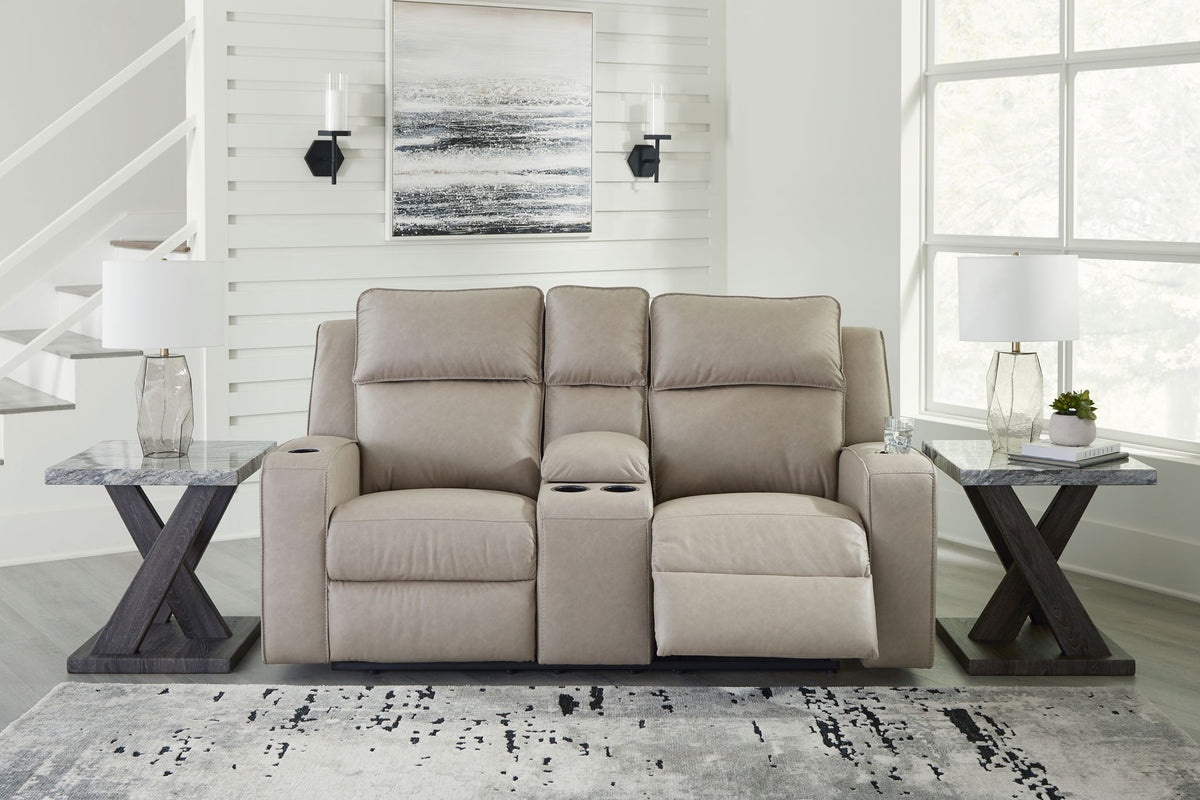 Lavenhorne - Double Reclining Loveseat With Console - Pebble