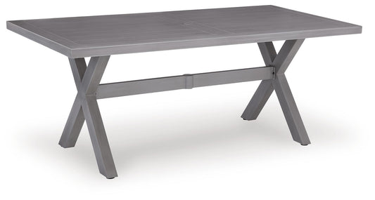 Half Moon Beach - Rectangular Dining Table With Umbrella Option - Gray