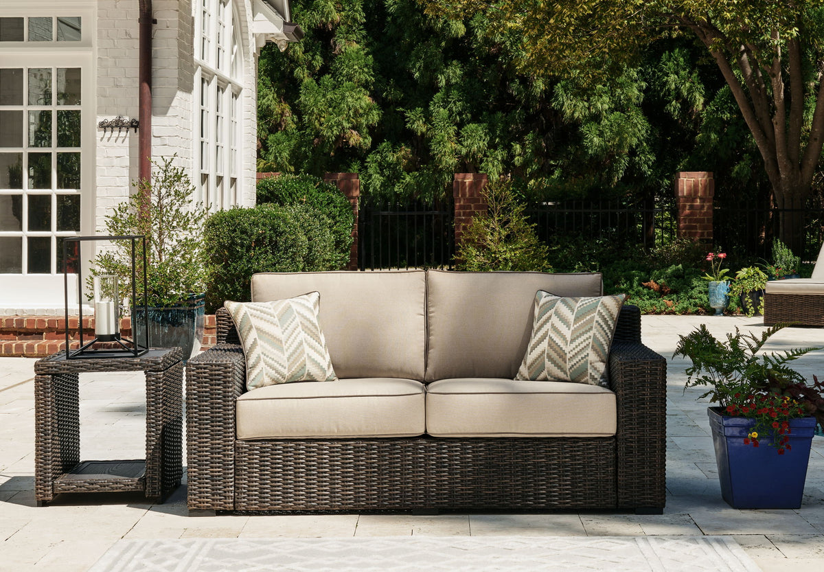 Coastline Bay - Loveseat With Cushion - Brown