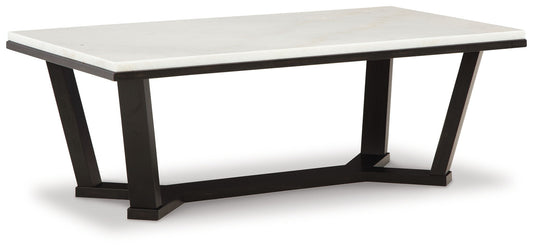 Fostead - Rectangular Cocktail Table - White / Espresso