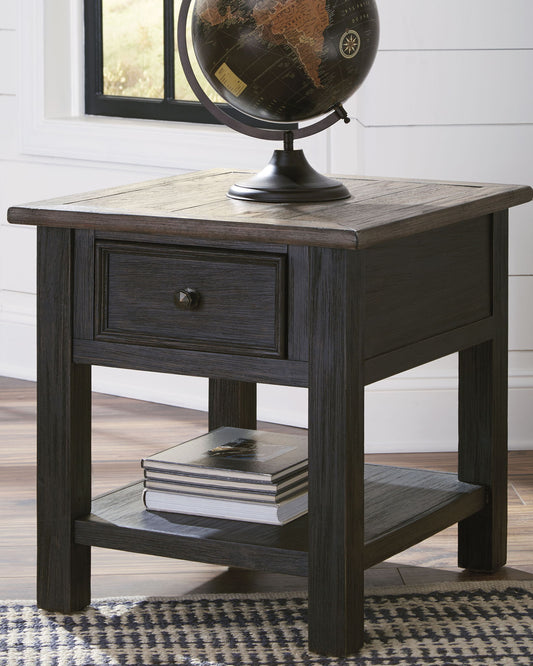 Tyler Creek - Rectangular End Table - Grayish Brown / Black