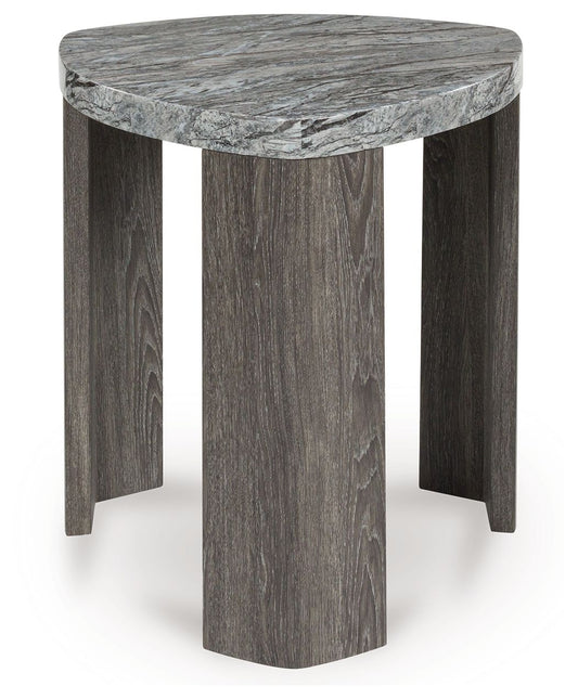 Surmour - Triangle End Table - Gray / Brown