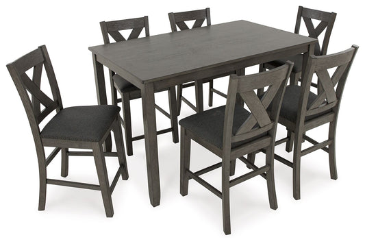 Caitbrook - Rect Drm Counter Table Set (Set of 7) - Gray