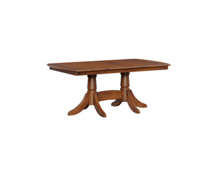 Wooden dining table on a white background
