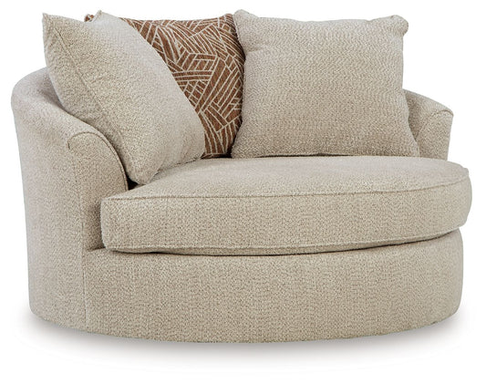 Steelwater Retreat - Oversized Swivel Accent Chair - Latte