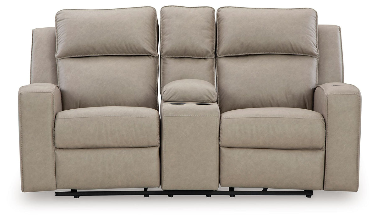 Lavenhorne - Double Reclining Loveseat With Console - Pebble