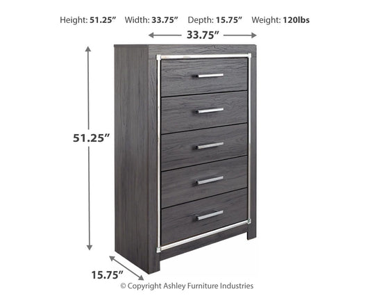Lodanna - Five Drawer Chest - Gray
