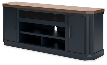 Landocken - XL TV Stand With Fireplace Option - Brown / Blue