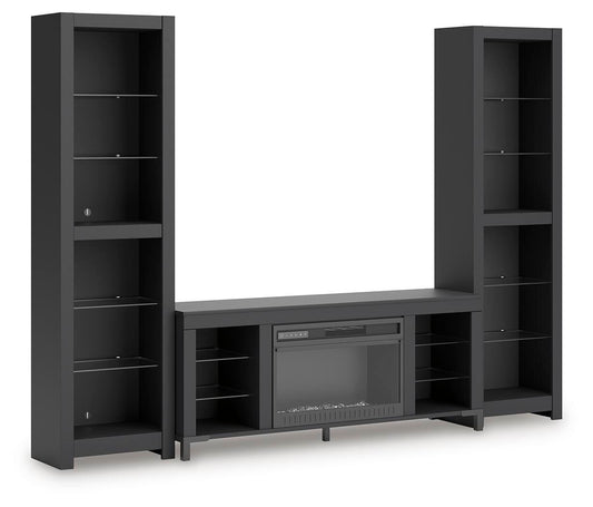 Cayberry - 3-Piece Entertainment Center With Electric Fireplace - Black