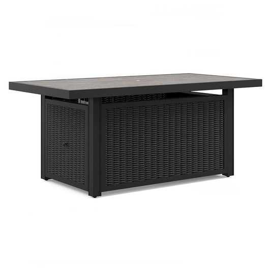 Beachcroft - Rectangular Fire Pit Table - Black / Light Gray