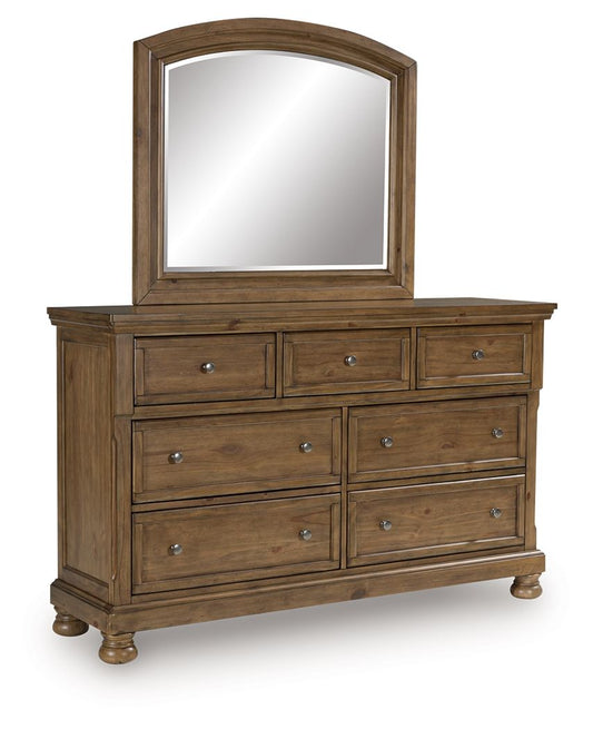 Feddinger - Dresser And Mirror - Medium Brown