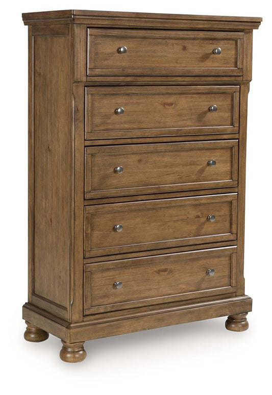 Feddinger - Five Drawer Chest - Medium Brown