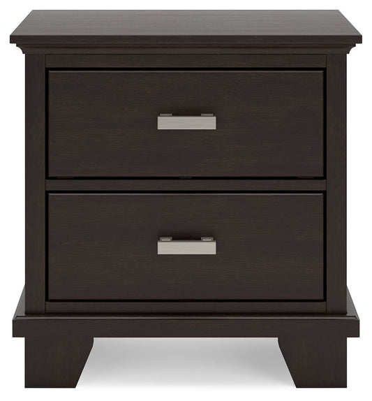 Covetown - Two Drawer Night Stand - Dark Brown