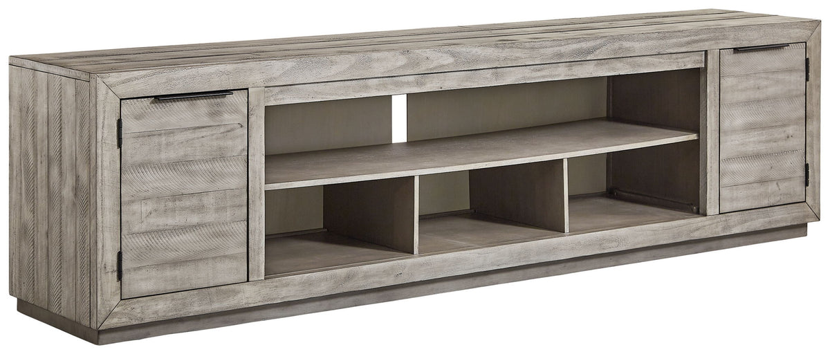 Naydell - XL TV Stand With Fireplace Option - Gray