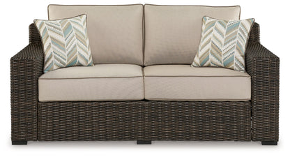 Coastline Bay - Loveseat With Cushion - Brown