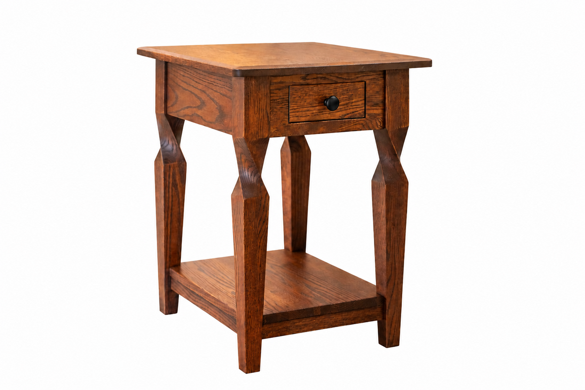 Brantley Wide End Table in Oak with Asbury finish