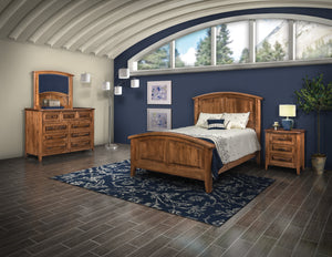 The Bay Pointe bedroom set in brown maple with almond stain.