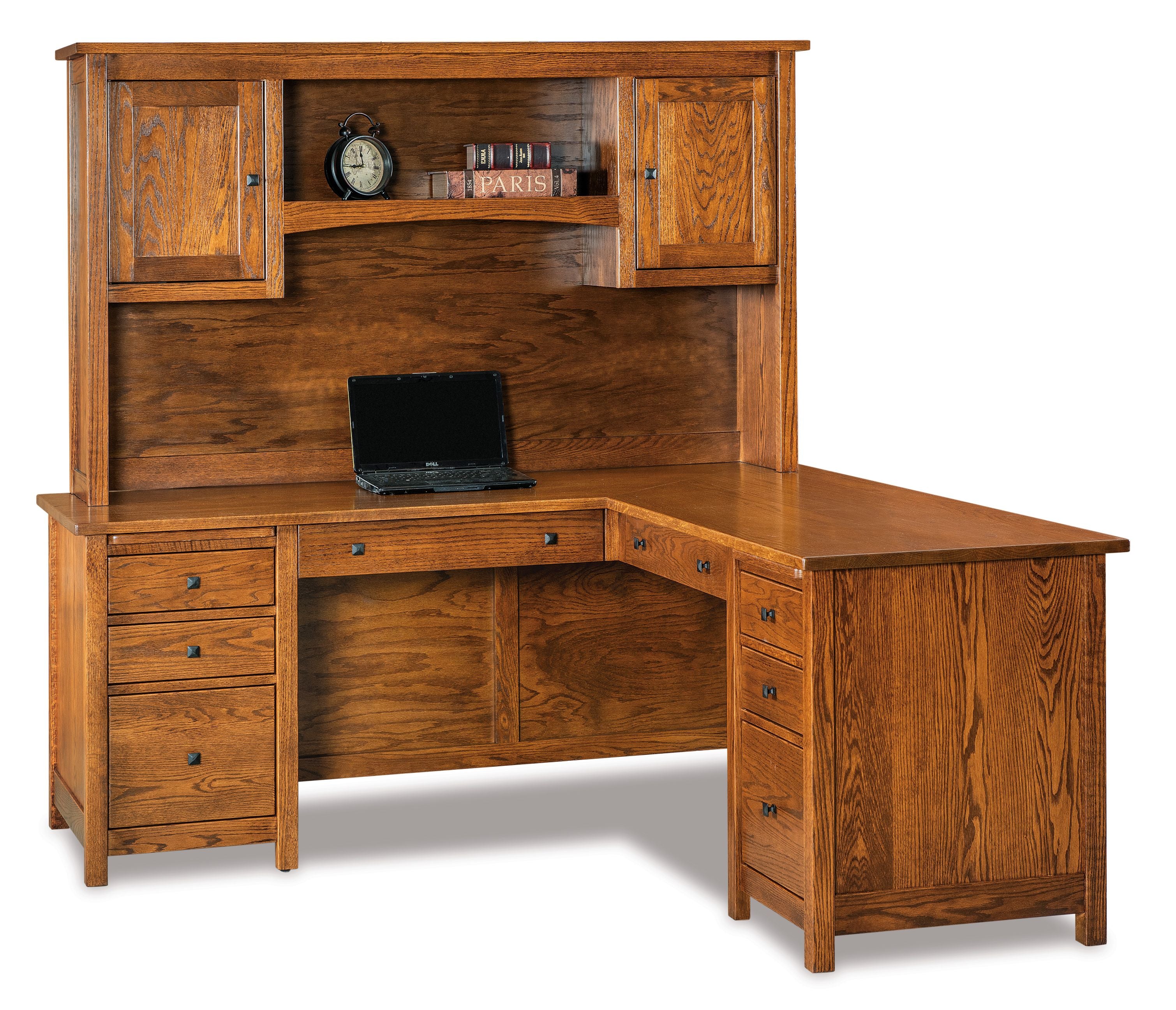 Forks Valley Amish Centennial L Desk with Hutch Top
