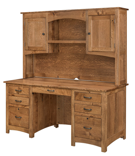 Oakridge Double Pedestal Desk and Hutch